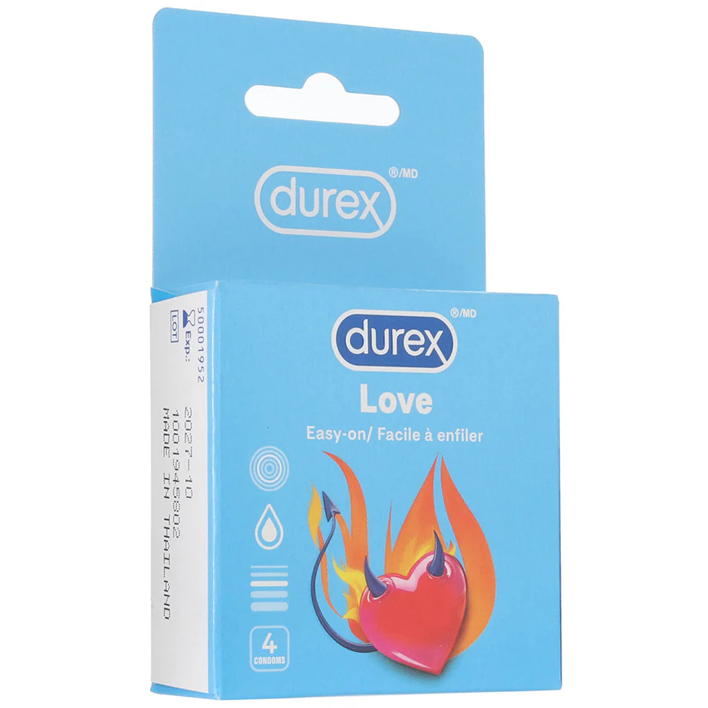 Durex Love Lubricated Condoms, 4 pack