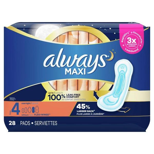 ALWAYS MAXI - 28CT OVERNIGHT SIZE 4