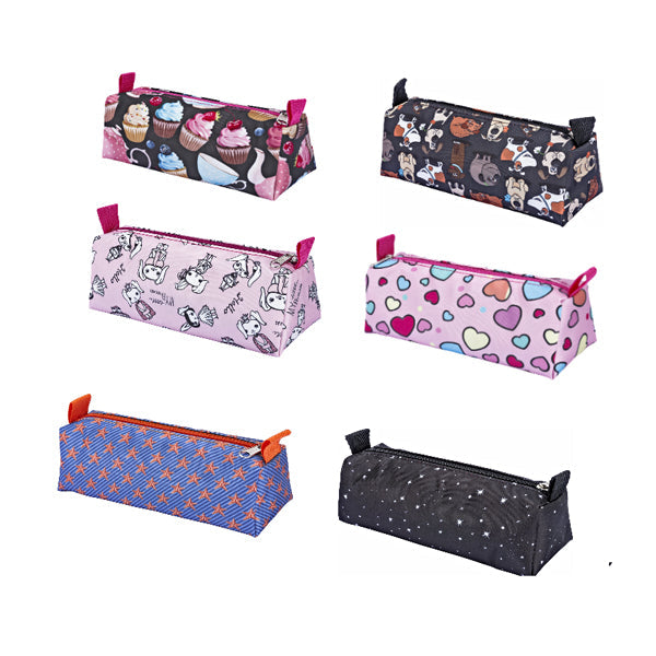 POCHETTE À STYLO TRIANGULAIRE GRANDE CAPACITÉ FORME 7 MOTIFS À LA MODE ASSORTIS EN TEXTILE IMPERMÉABLE