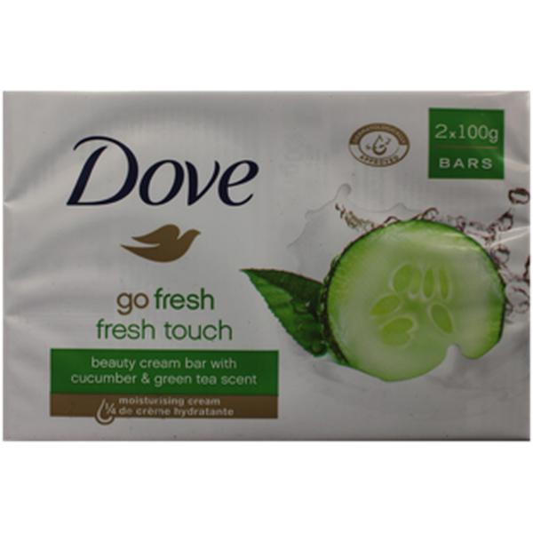DOVE BEAUTY BAR SOAP - 2CT x 100G GO FRESH TOUCH CUCUMBER & GREEN TEA