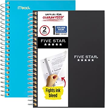MEAD FIVE STAR NOTEBOOK - 1 SUBJECT - DOT RULED 100 SHEETS - FLORAL - PDQ -