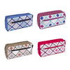 PEN POUCH TWO COMPARTMENTS , LARGE CAPACITY , 4 ASSORTED FASHIONABLE PATTERNS MADE OF WATERPROOF TEXTILE & VELVET